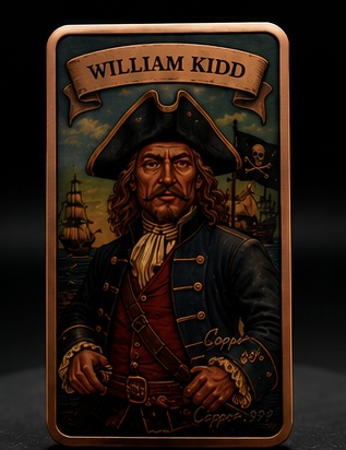 10 oz .999 fine pure copper William Kidd pirate bar