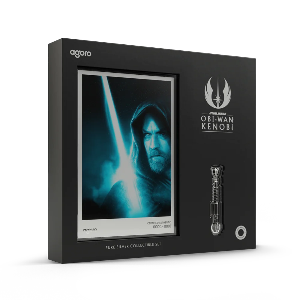 Agoro Star Wars Obi-Wan Kenobi .999 fine pure silver collectible set with lightsaber