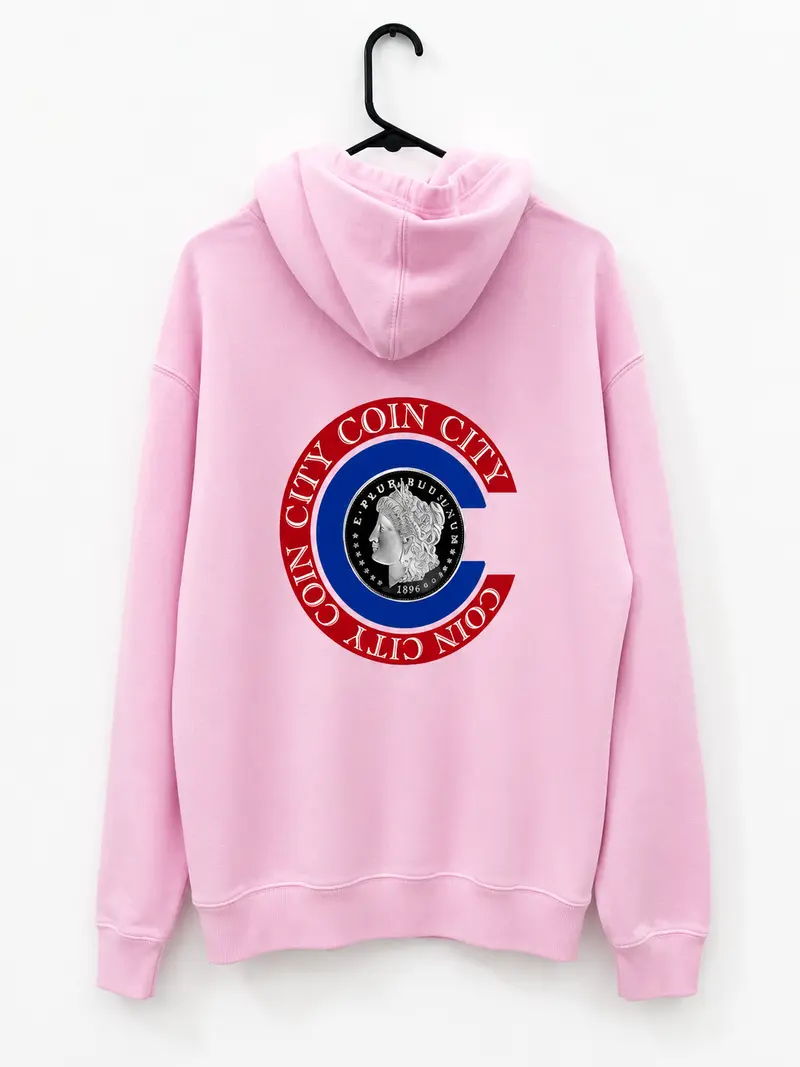 Pink Coin City hoodie back view