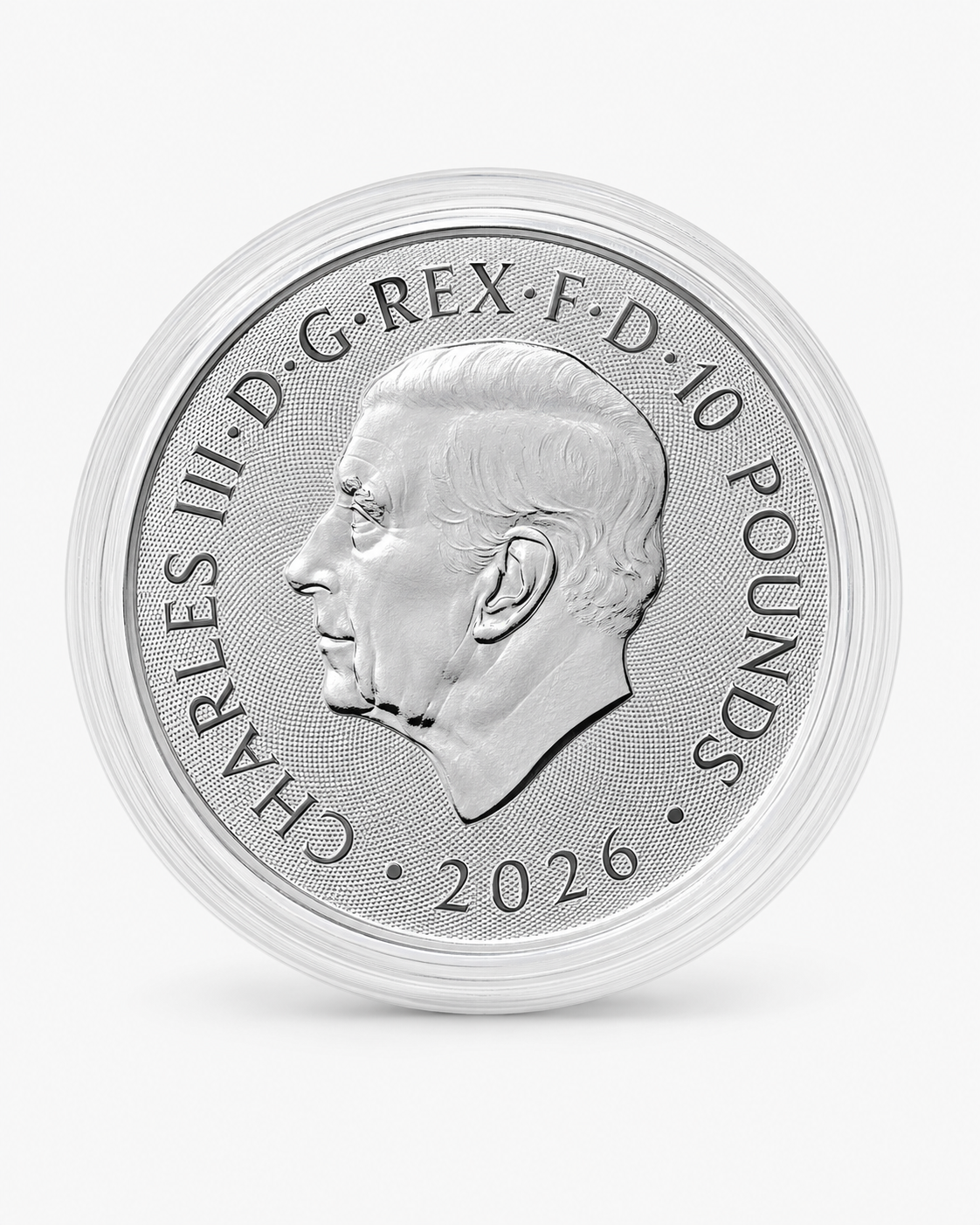 2026 King Charles III Royal Dragon 1 oz troy .9999 fine pure silver coin, King Charles III portrait obverse