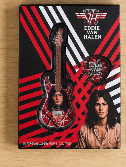 Eddie Van Halen 50 g .999 fine pure copper guitar collectible in display packaging
