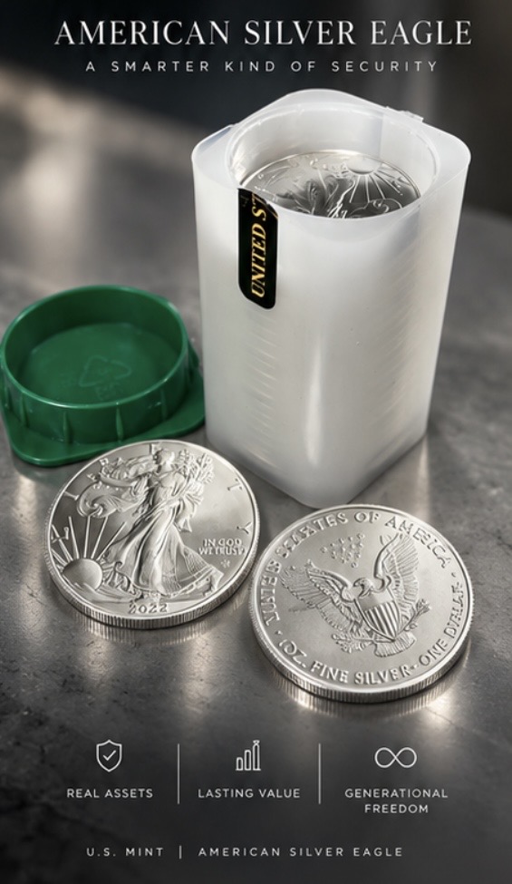 Tube of American Silver Eagle coins
